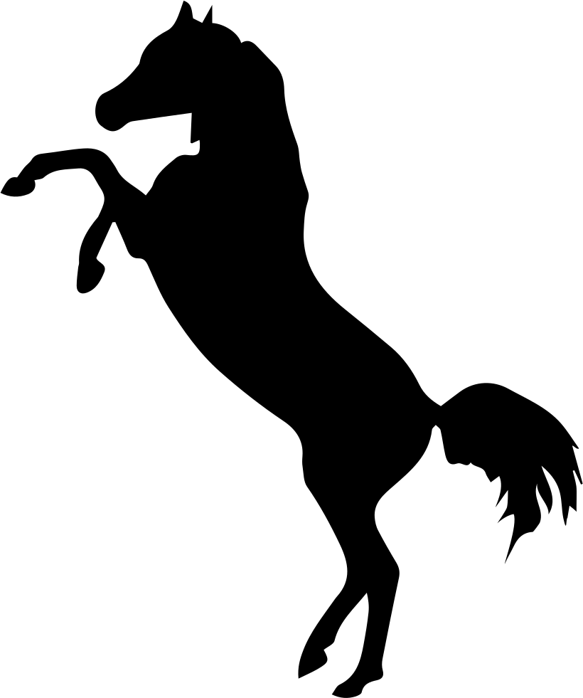 820x981 Horse Standing On Two Back Paws Black Side View Silhouette Svg Png