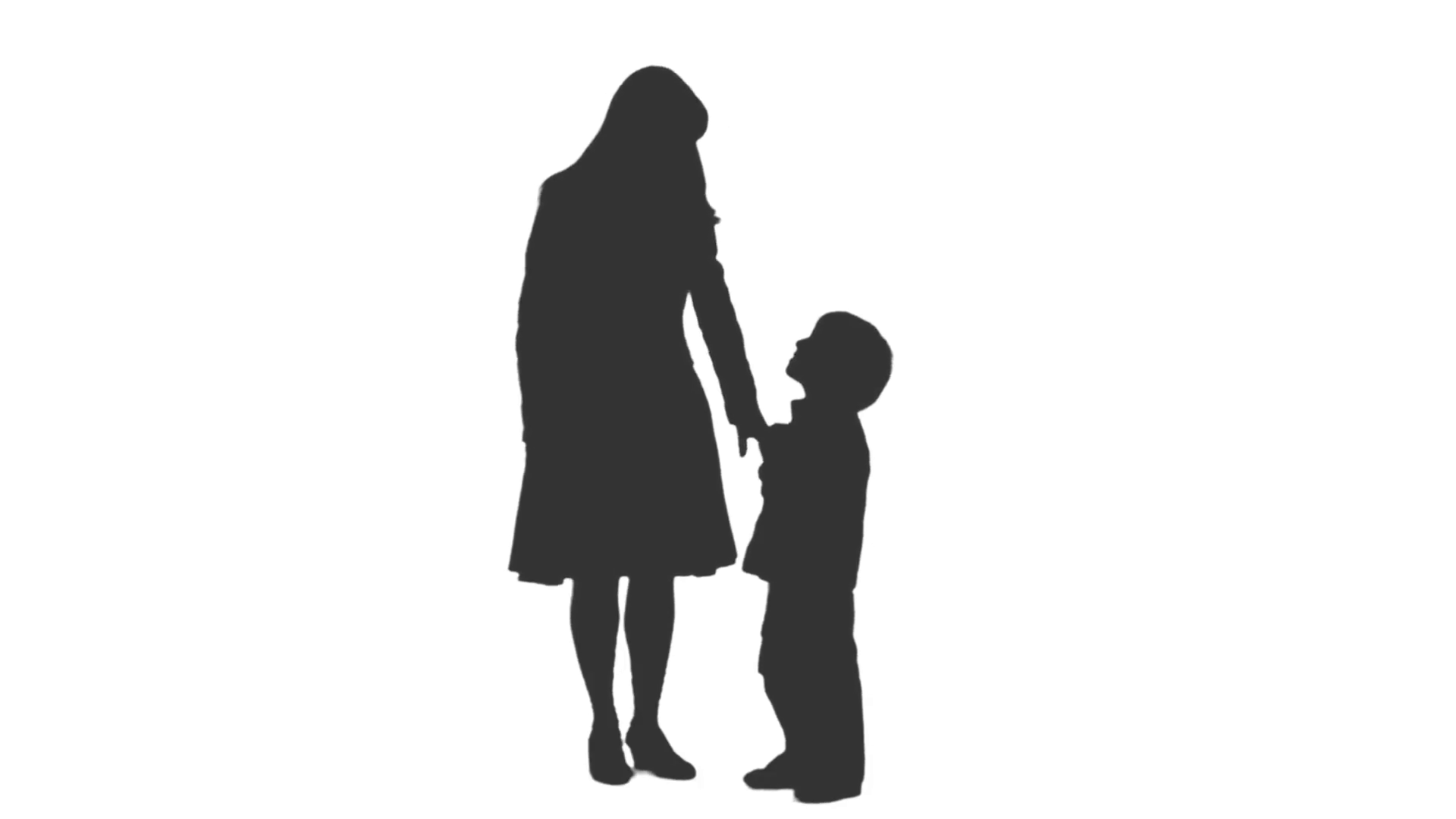 1920x1080 Silhouette Of A Woman Standing Talking With Her Son. Front