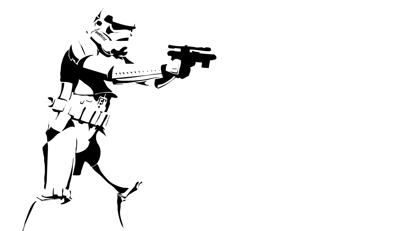 1366x768 Wallpaper Illustration, Star Wars, Weapon, Silhouette, Line Art