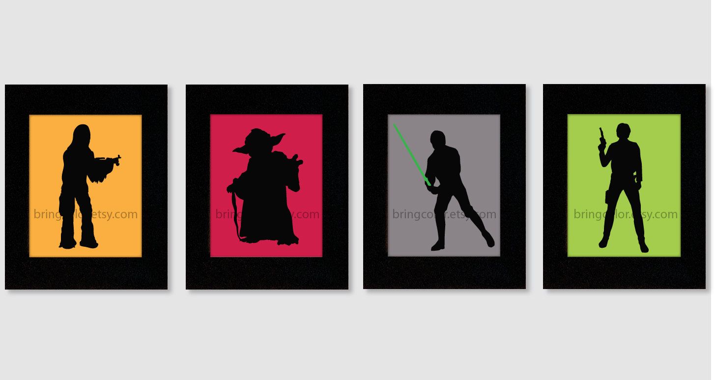 1457x773 Star Wars Silhouette Set Of 4 Art Prints 8x10 By Bringcolor