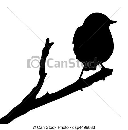 450x456 Vector Silhouette Of The Bird On Branch Vectors