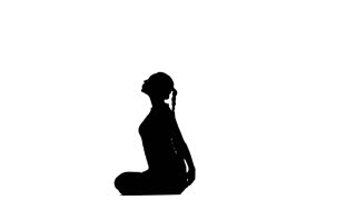 320x180 Girl Shows The Pose Star. Silhouette Stock Video Footage