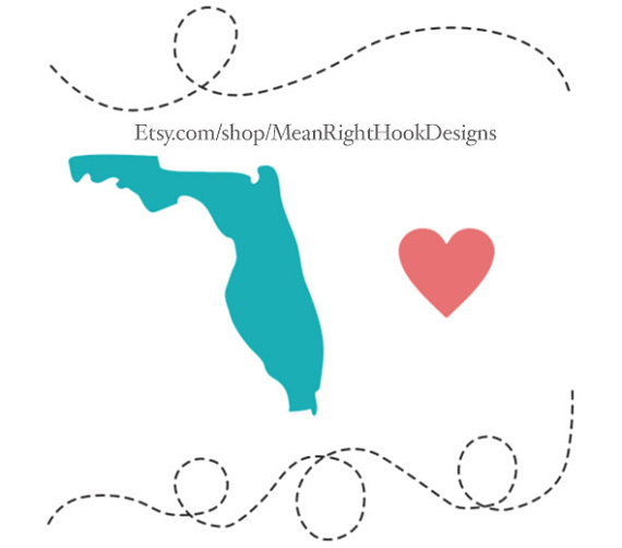 570x502 Florida Svg State Silhouette, Heart Svg, And Dotted Lines Instant