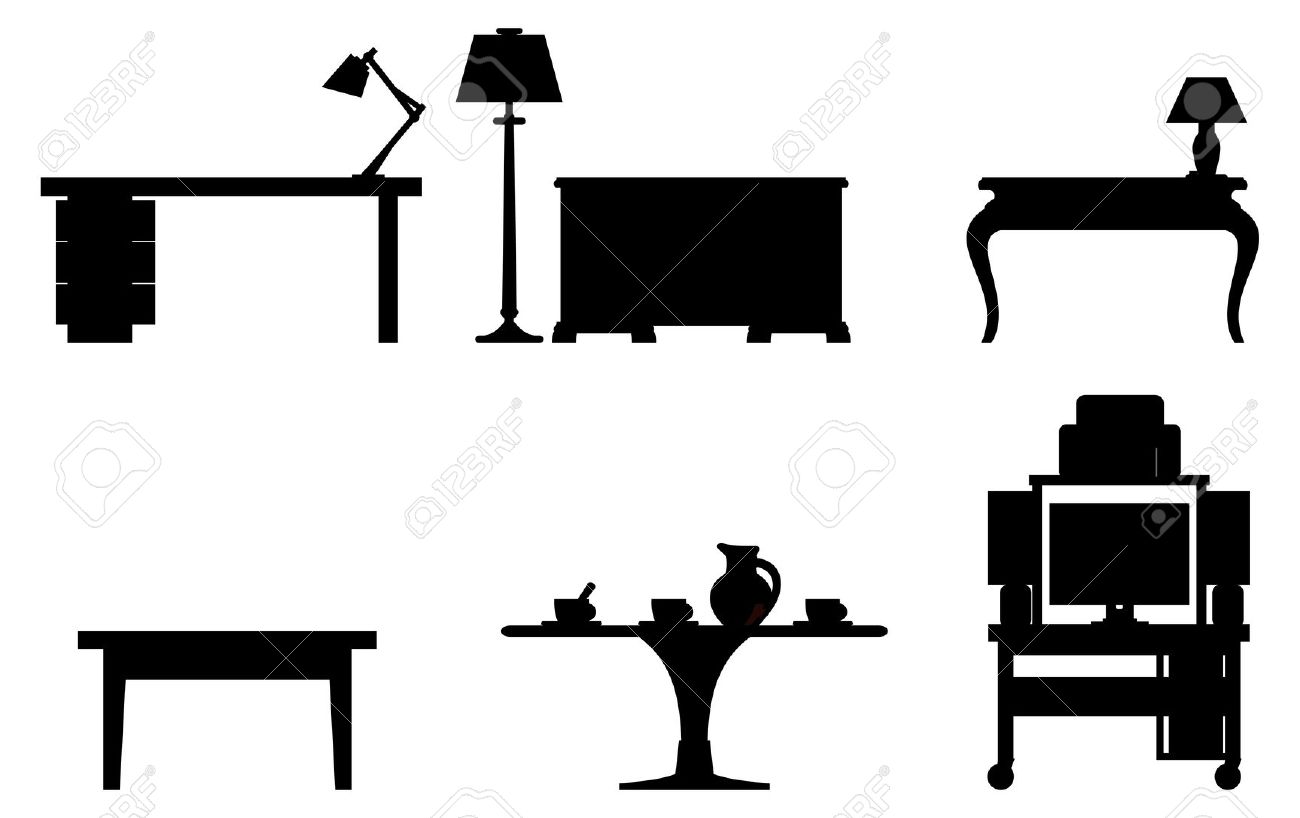 1300x818 Desk Black And White Clipart Kid Interior Design Office Vector