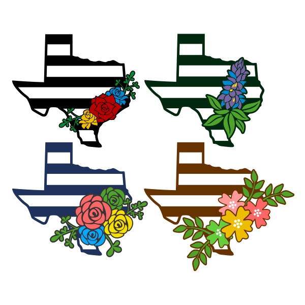 600x600 Floral Texas State Svg Cuttable Design Cities And States