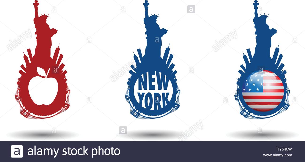 1300x692 New York City Skyline With Statue Of Liberty Vectors Series Stock