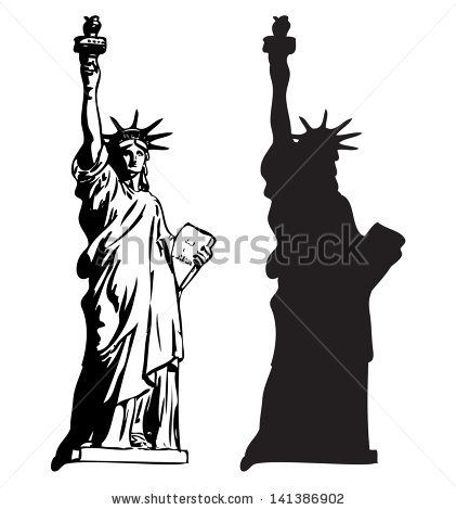 421x470 Statue Of Liberty Outline And Silhouette Vector