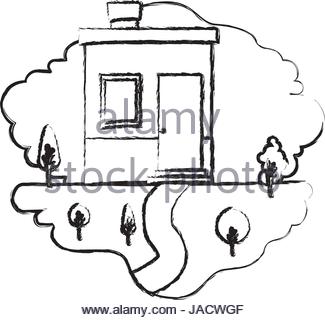 325x320 Monochrome Blurred Silhouette Scene Of Outdoor Landscape And House