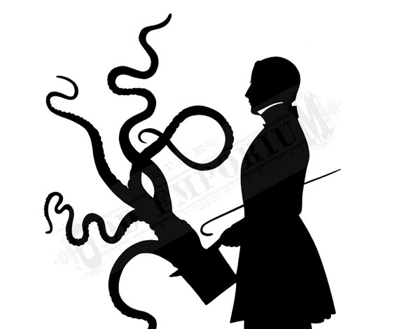 570x470 Octopus Art Print Kraken Silhouette Gentleman Tentacles Top