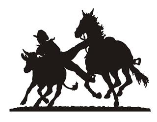 320x248 Steer Wrestling Silhouette Decal Sticker