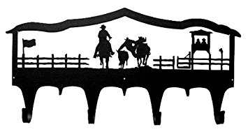 355x192 Steer Wrestling Bull Dogging Wall Mounted Coat Hook