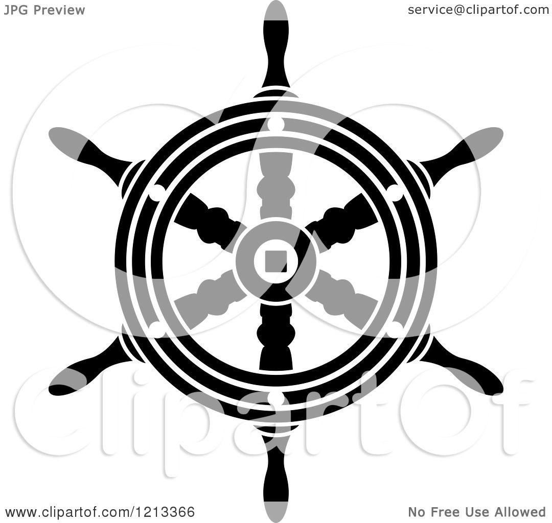 1080x1024 Clipart Of A Black And White Ship Steering Wheel Helm