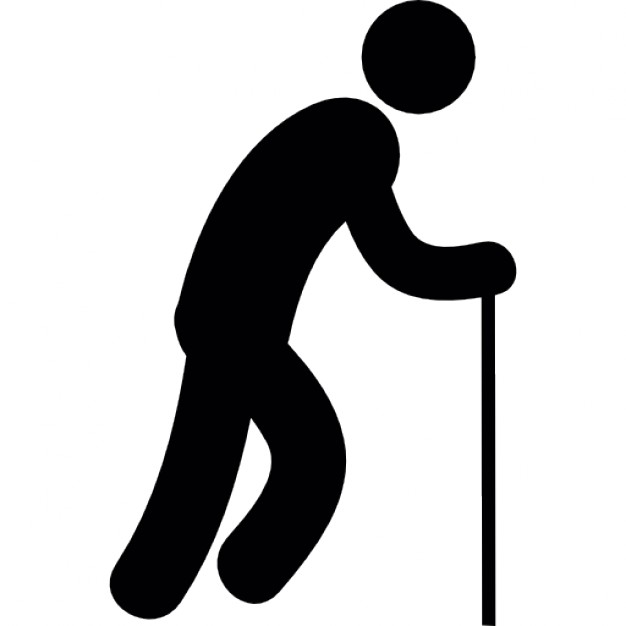 626x626 Standing Old Man Silhouette With A Walking Stick Icons Free Download