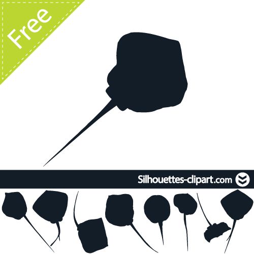 500x500 Stingray Fish Vector Silhouette Silhouettes Clipart