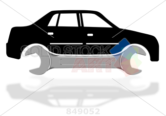 340x237 Stock Photo Of 3d Vector Silver Spanner And Black Car Silhouette