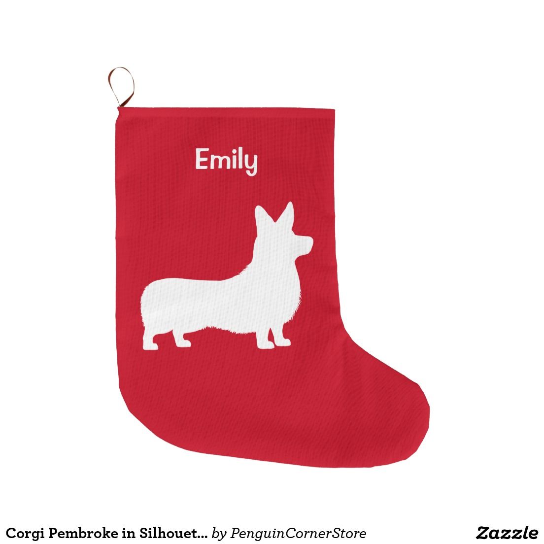1104x1104 Corgi Pembroke In Silhouette Large Christmas Stocking Our
