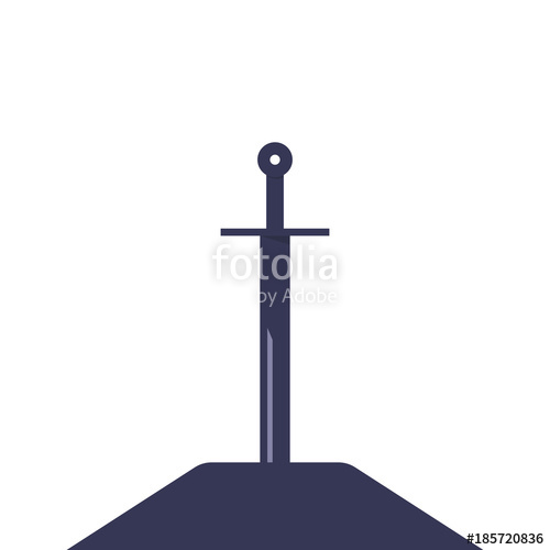 500x500 Sword In The Stone.silhouette Of Medieval Weapon Stock Image