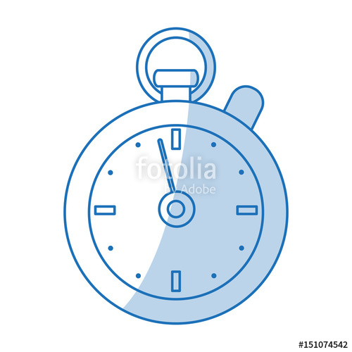 500x500 Blue Shading Silhouette Cartoon Stopwatch Icon Vector Illustration