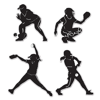 400x400 Softball Players Silhouettes Cutouts