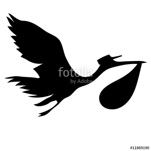 500x500 Stork And Baby Silhouette Vector Stock Image And Royalty Free