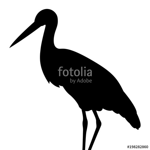500x500 Bird Stork Vector Illustration Black Silhouette Profile Stock