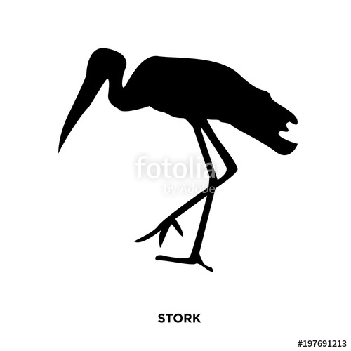 500x500 Stork Silhouette On White Background, In Black Stock Image