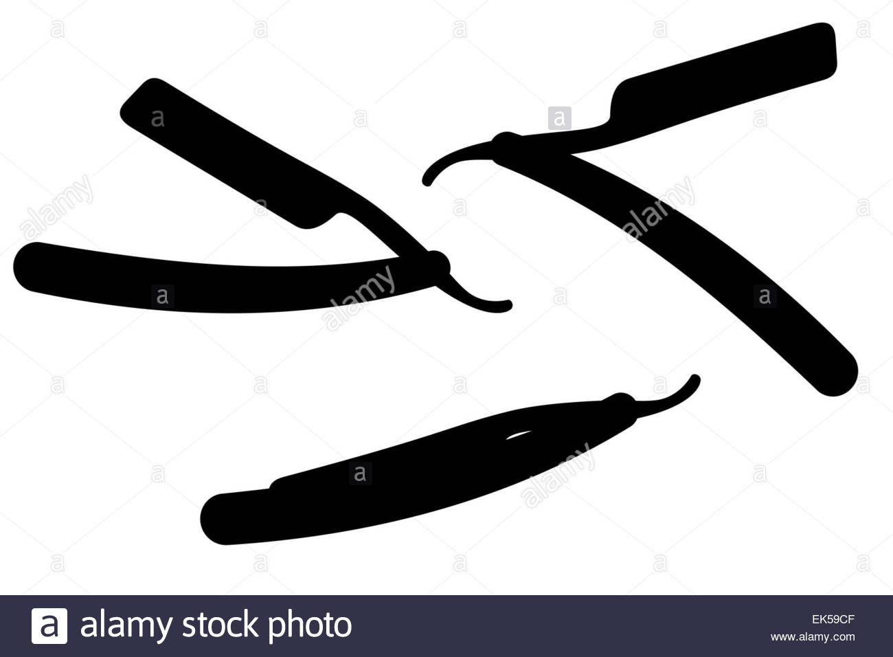 1300x956 Set Icons Straight Razor Black Silhouette Illustration Isolated