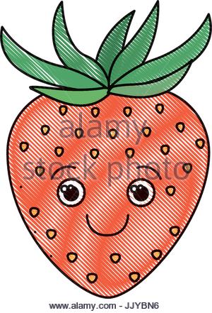 300x441 Colored Crayon Silhouette Of Smiling Cartoon Cherry Fruit Stock