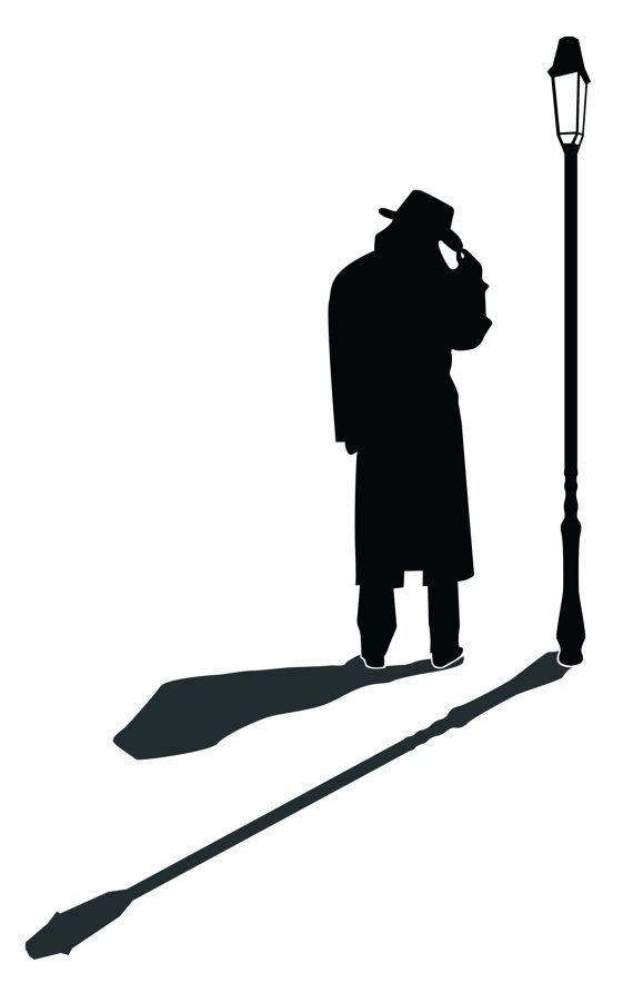 570x893 Street Lamp Silhouette Detective Man Silhouette Wall Decal Custom