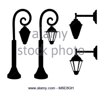 360x320 Street Lamp Set. Street Lights. City Retro Streetlignt Silhouette