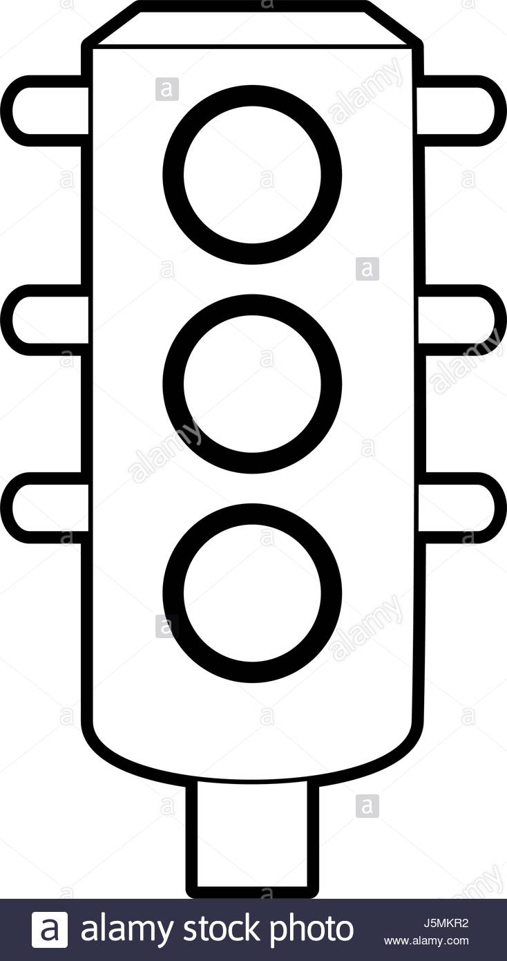 734x1390 Sketch Silhouette Image Traffic Light Element Of Street Stock