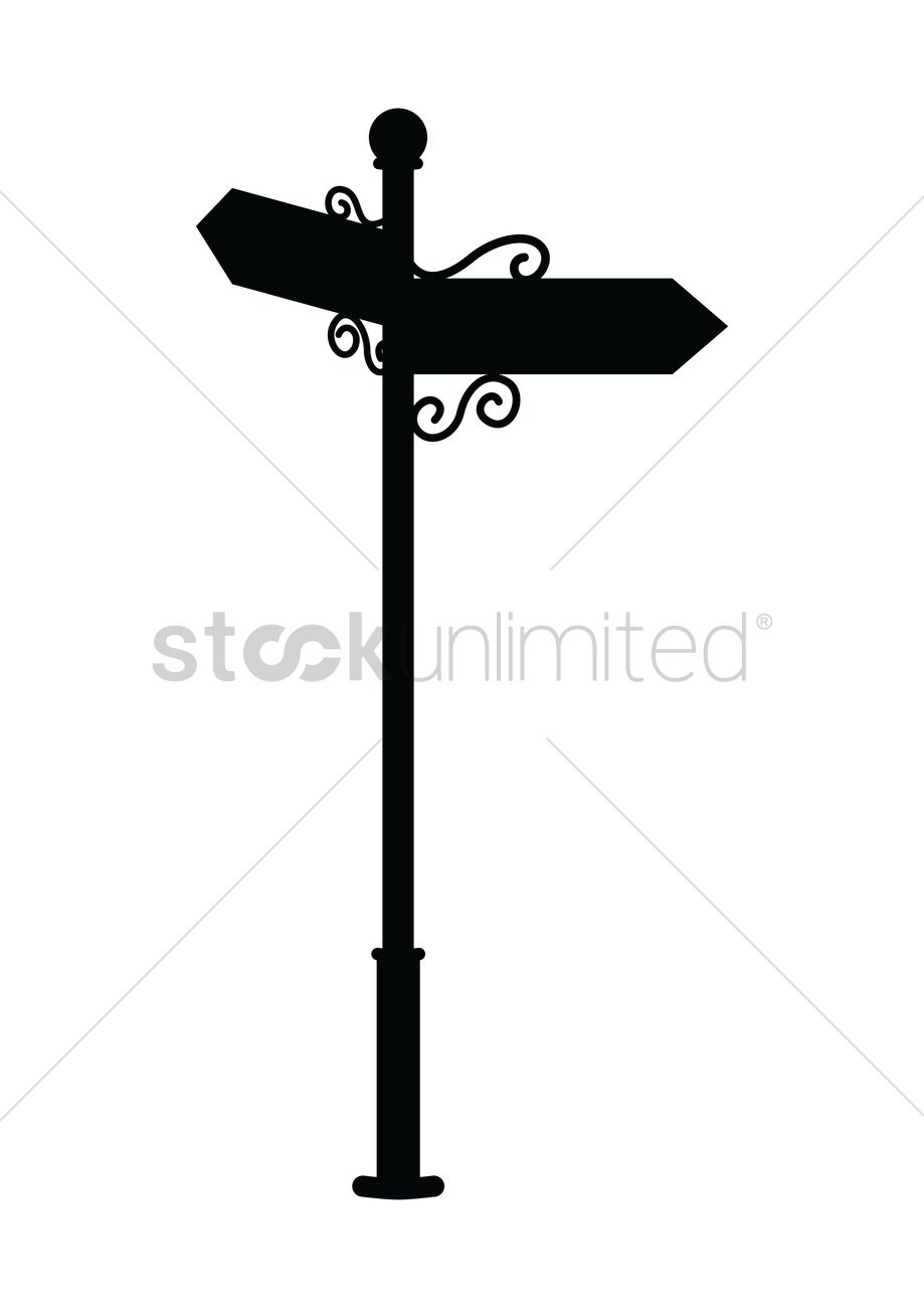919x1300 Silhouette Of Signpost Vector Image