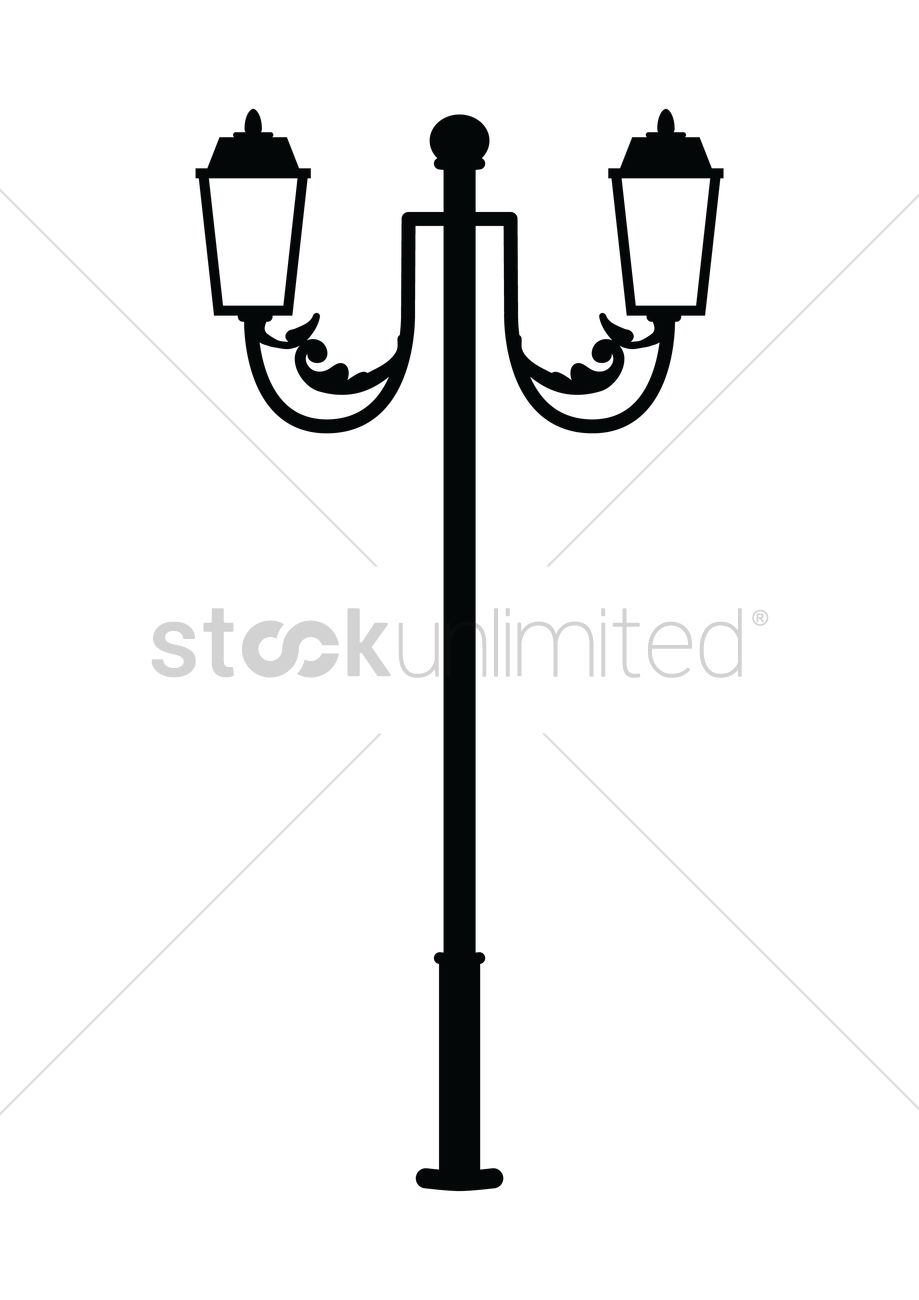 919x1300 Silhouette Of Street Lamp Vector Image