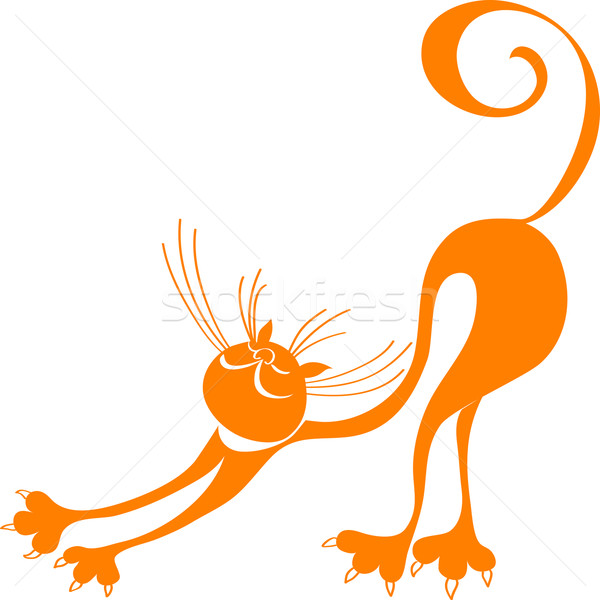 600x600 Vector Ginger Cat Stretches Himself Vector Illustration Volha