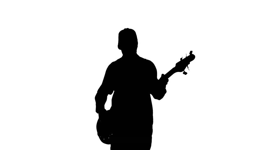 852x480 Silhouette Of Musician With Bass Guitar Stock Footage Video
