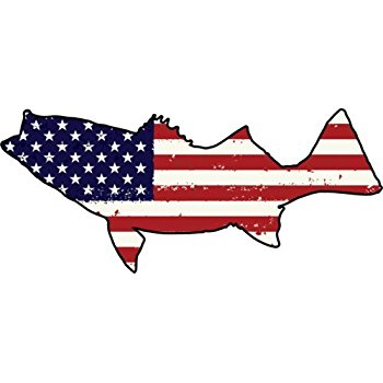 350x350 American Flag Striped Bass Vinyl Window Decal