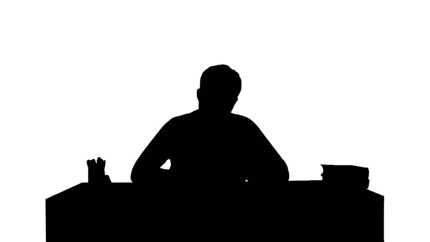 852x480 Silhouette Young And Concentrated Student Reads A Book Stock