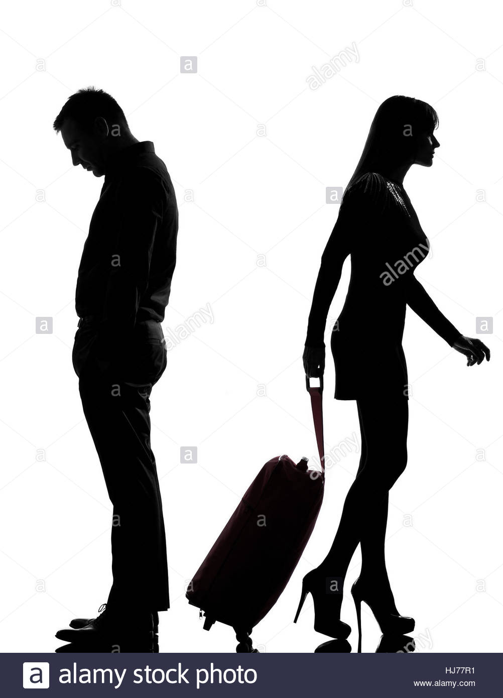 1002x1390 One Caucasian Couple Man And Woman Dispute Separation In Studio