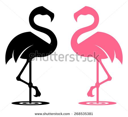 450x414 Flamingo Stylized Silhouette In Black And Pink Colour Variants