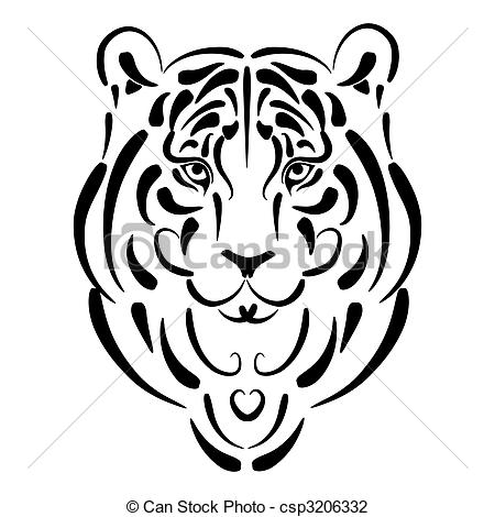 450x470 Tiger Stylized Silhouette, Symbol 2010 Year Vector Illustration