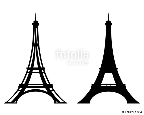 500x399 Eiffel Tower Stylized Outline And Silhouette