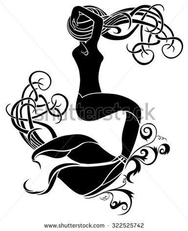 384x470 Ornament Stylized Illustration Of Mermaid And Wind