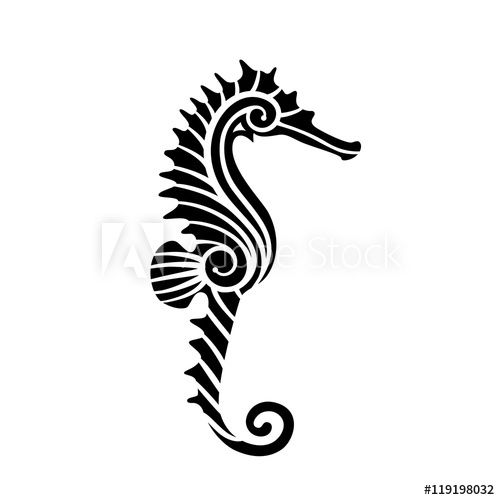 500x500 Stylized Silhouette Of Seahorse