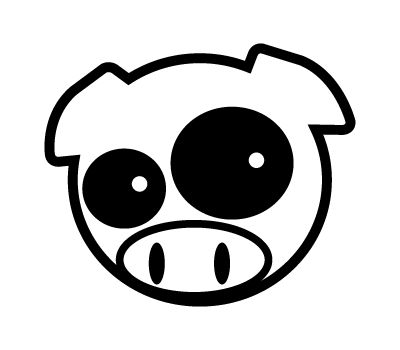 400x350 Pig Manga Mascot Decal