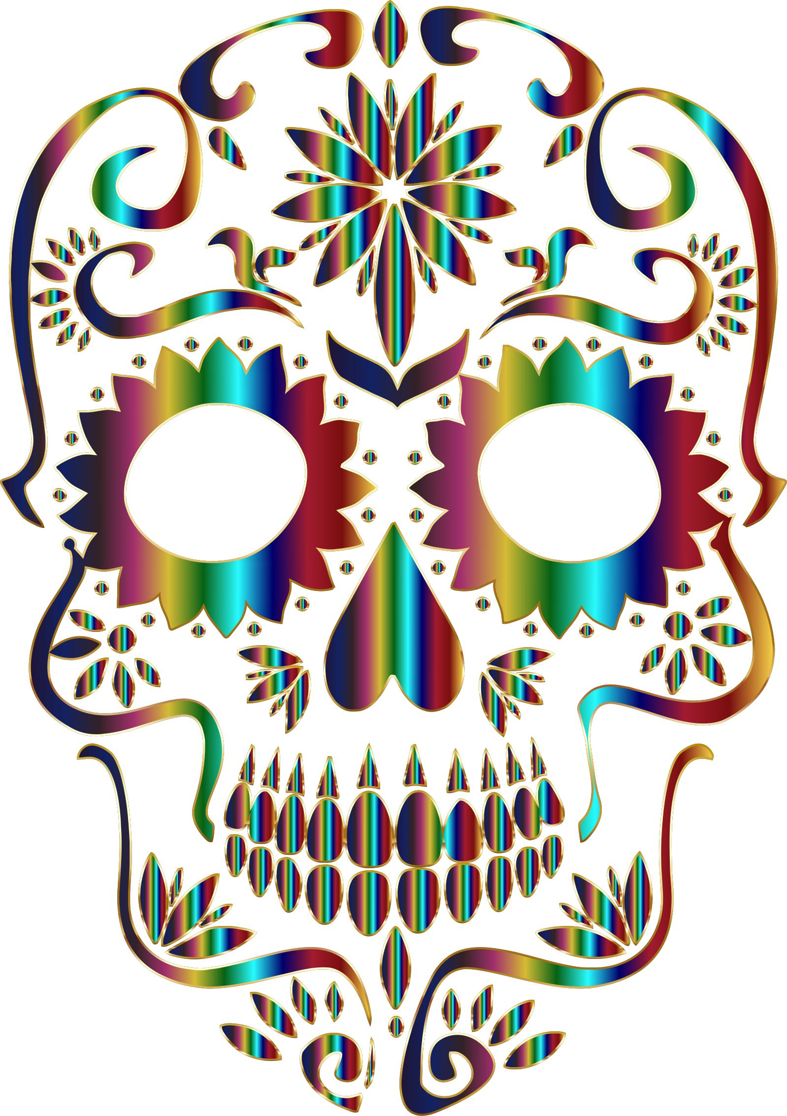 1598x2266 Chromatic Sugar Skull Silhouette 3 No Background Icons Png