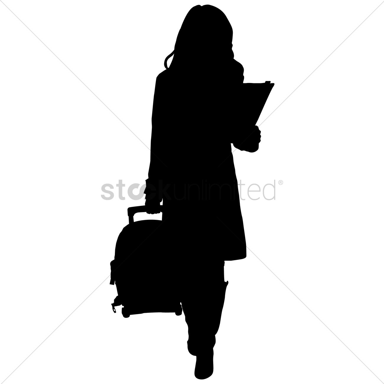1300x1300 Silhouette Of A Woman With Suitcase Vector Image