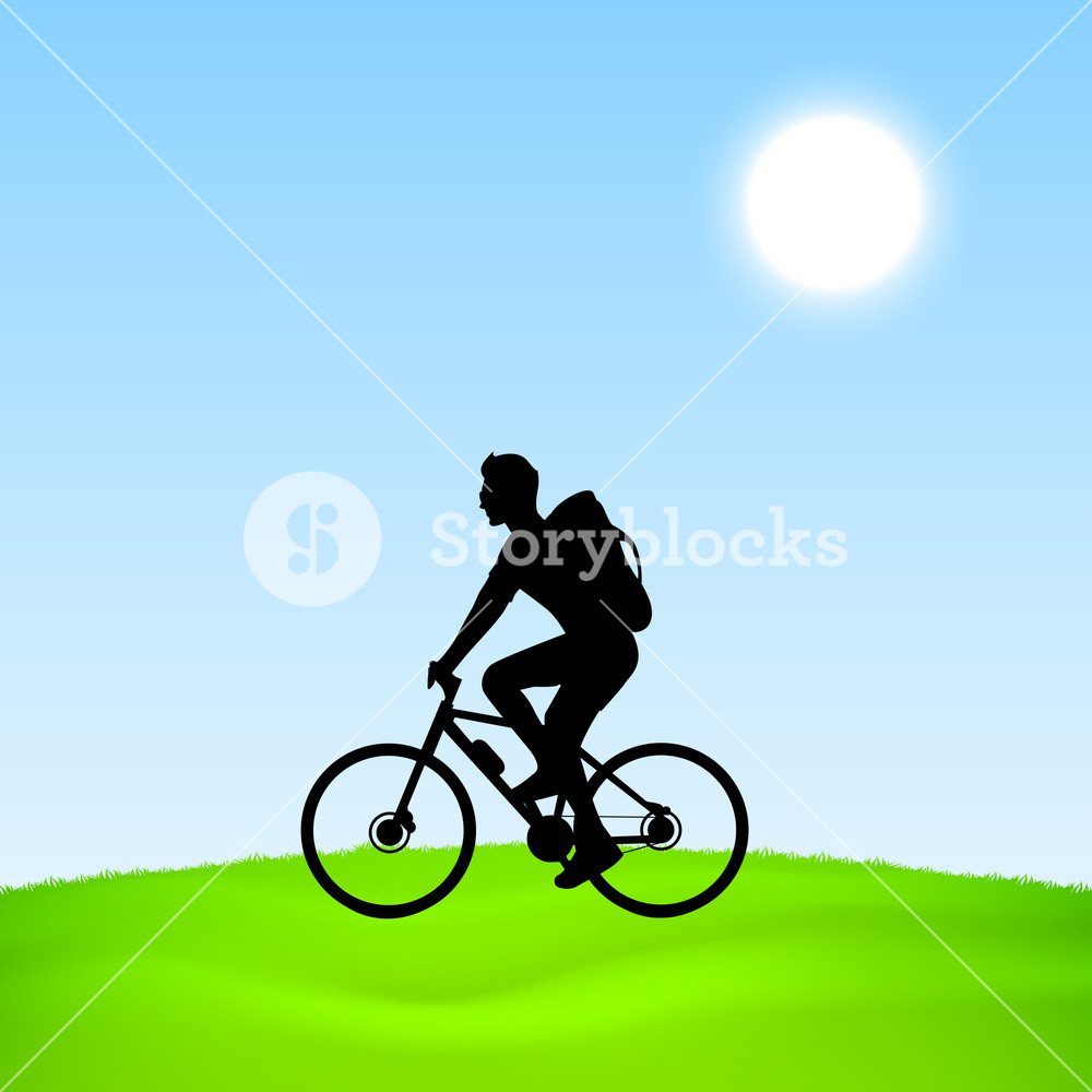 1000x1000 Evening Summer Concept With Silhouette Of A Man Riding A Bicycle