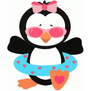 300x300 Penguin Girl Too Cool Summer Silhouette Design, Penguins