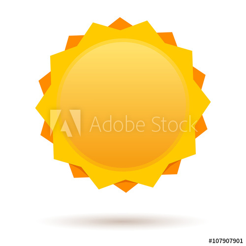 500x500 Sun Logo Isolated On White Background. Cute Cartoon Sun. Label