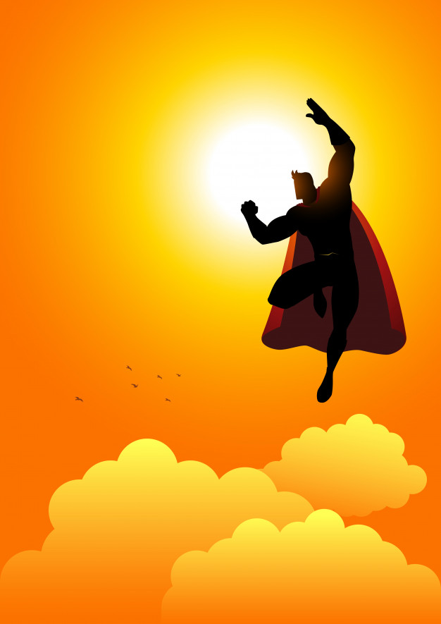 626x885 Cartoon Silhouette Of A Superhero Flying
